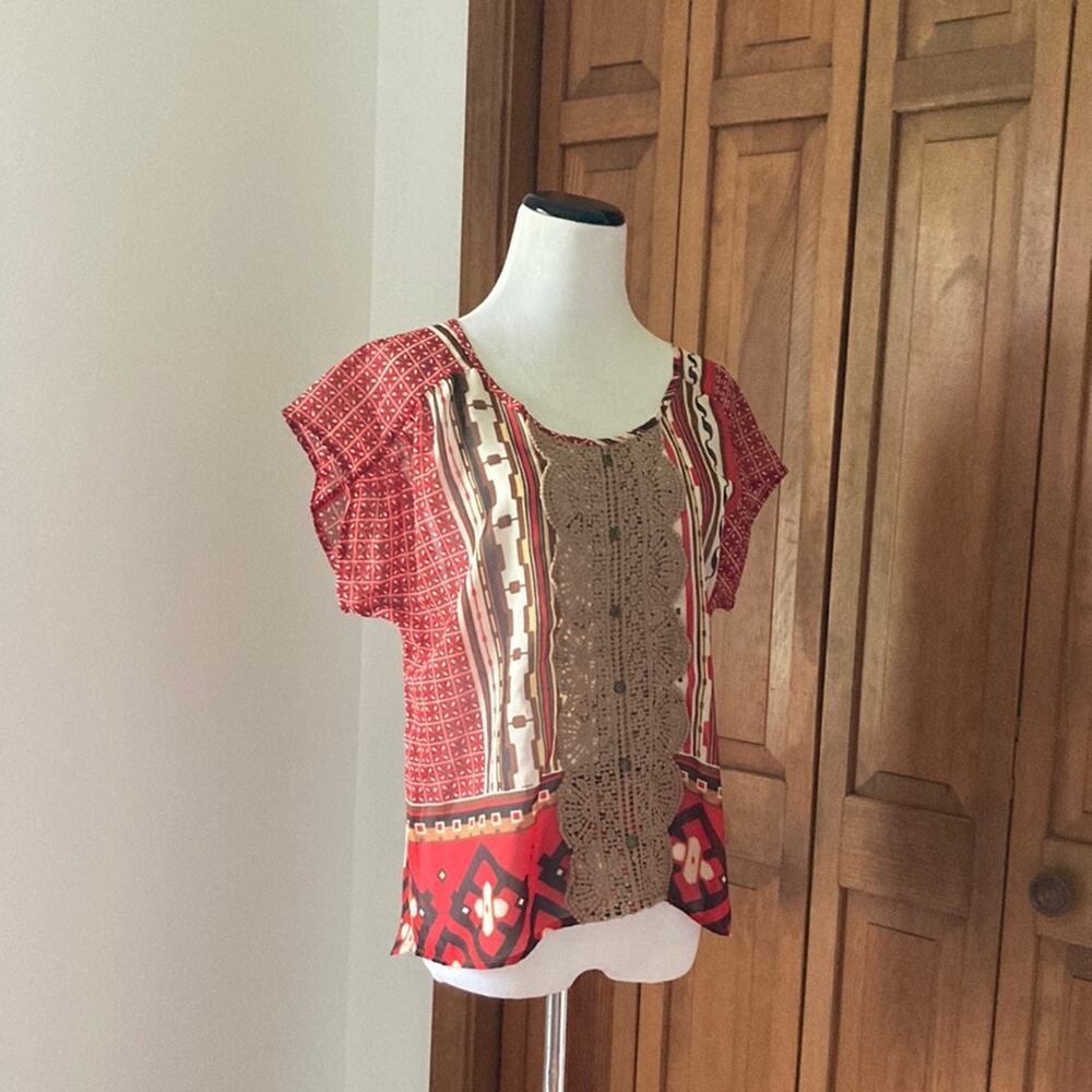 Cato Sheer Chiffon Pullover Top, Size S